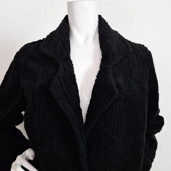 Woolrich Black Preppy Vintage Two Button Pockets Notch Collar Teddy Jacket Sz S - Picture 2 of 8
